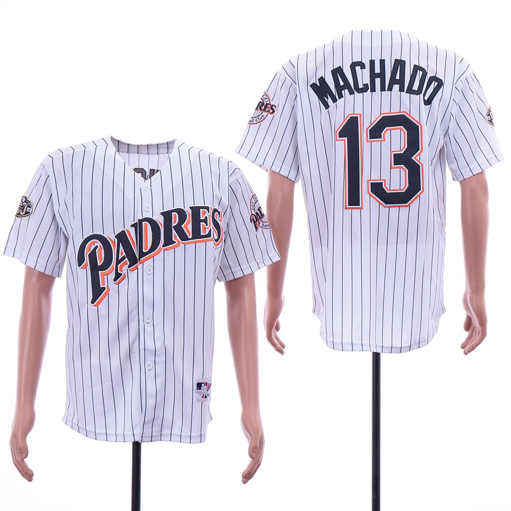 Men San Diego Padres #13 Machado White MLB Jerseys